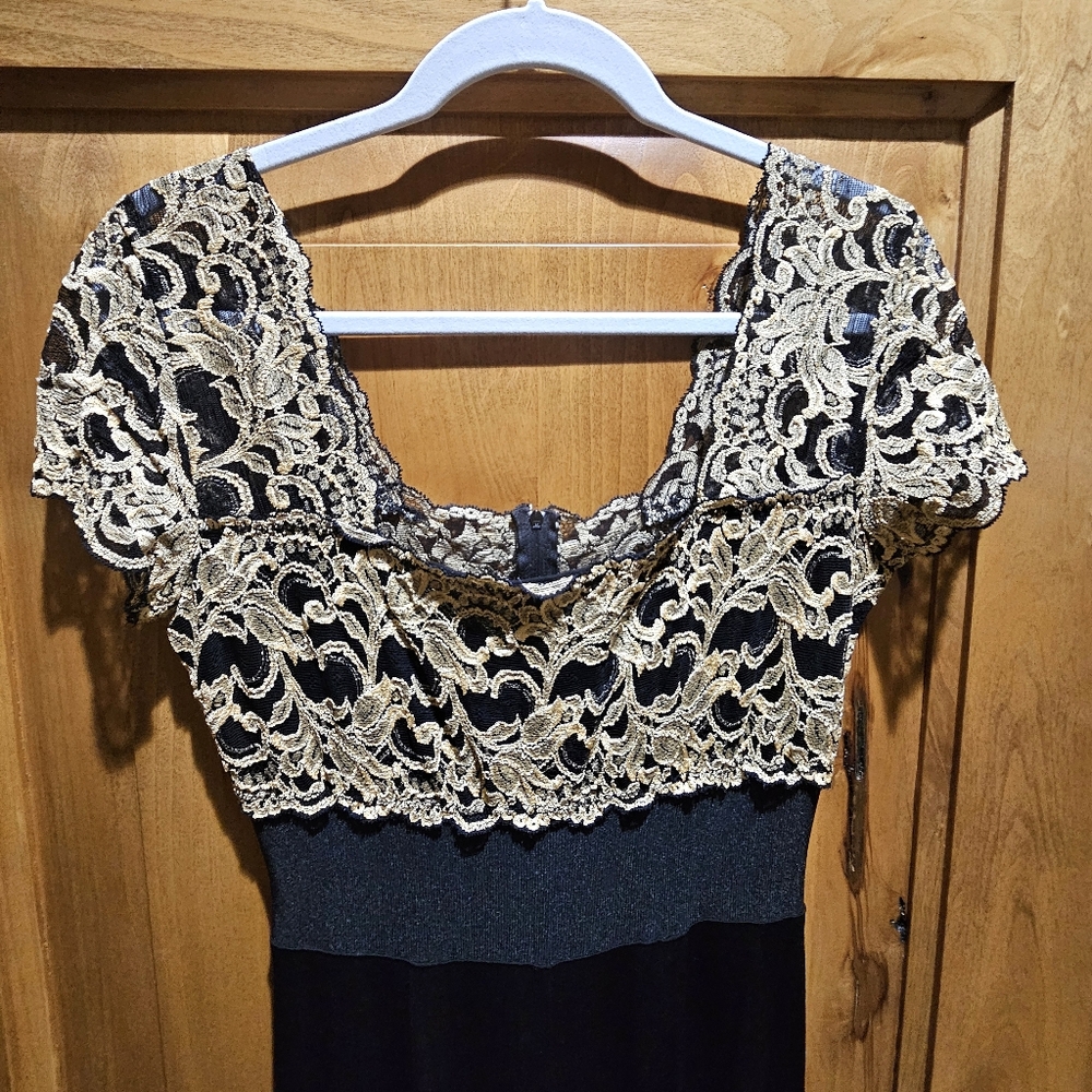 Elegant Black Lace Top Jumpsuit with Wide Long Flowy Legs